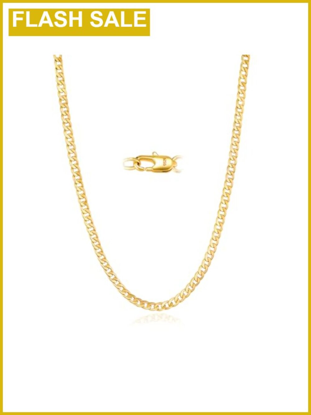 14k Gold Plated Cuban Link Chain Necklace 3mm 20in Men Women Jewelry
